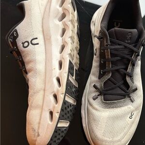 On Running Women's Black and Cream Athletic Shoes